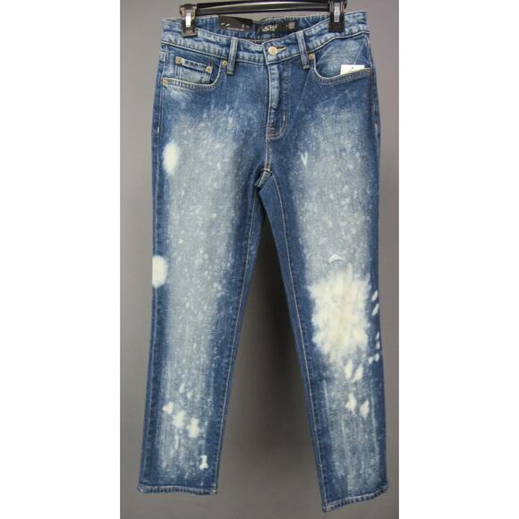 Ralph Lauren Womens 4 Bleach Splattered Ankle Straight Jeans Blue Preppy Artsy - Picture 7 of 9
